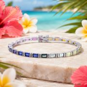 Prism Emerald Cut Rainbow Sapphire Bracelet - Image 6