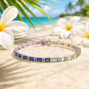 Prism Emerald Cut Rainbow Sapphire Bracelet - Image 3