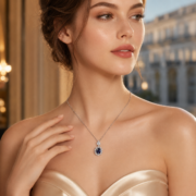 Deep Sea Tear Royal Blue Diana Style Necklace - Image 4