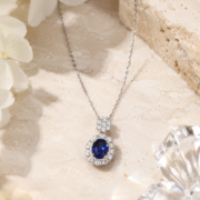 Deep Sea Tear Royal Blue Diana Style Necklace - Image 3