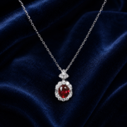 Crimson Devotion Ruby Halo Necklace - Image 2