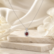 Crimson Devotion Ruby Halo Necklace - Image 3
