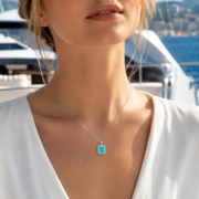 Sky Cushion Paraiba Halo Necklace - Image 6