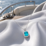 Sky Cushion Paraiba Halo Necklace