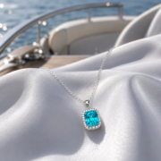Sky Cushion Paraiba Halo Necklace
