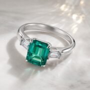 Emerald Realm Emerald-Cut Three-Stone Ring - Image 2