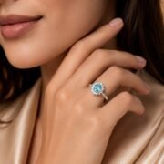 Neon Sea Oval Halo Paraiba Ring - Image 5