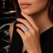 Neon Sea Oval Halo Paraiba Ring