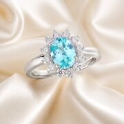 Neon Sea Oval Halo Paraiba Ring - Image 3