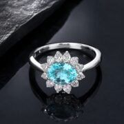 Neon Sea Oval Halo Paraiba Ring - Image 4