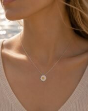 Daisy Glow S925 Sterling Silver Pavé Daisy Necklace - Image 4