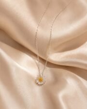 Daisy Glow S925 Sterling Silver Pavé Daisy Necklace - Image 2