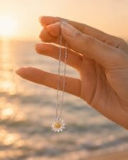 Daisy Glow S925 Sterling Silver Pavé Daisy Necklace - Image 5