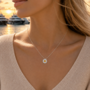 Daisy Glow S925 Sterling Silver Pavé Daisy Necklace