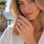 Woman wearing SIGLO elegant sterling silver necklace for everyday wear