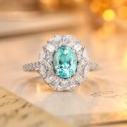 Paraiba Glow 4.198CT Lab-Grown Paraiba Halo Ring - Image 2