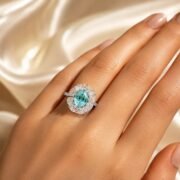 Paraiba Glow 4.198CT Lab-Grown Paraiba Halo Ring - Image 3