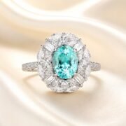 Paraiba Glow 4.198CT Lab-Grown Paraiba Halo Ring - Image 5