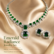 18K Gold Plated Royal Floral CZ Statement Jewelry Set, Emerald Ruby Citrine White Crystal Wedding Accessory For Women - Image 4