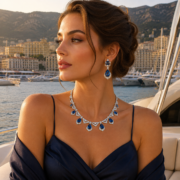 Vintage Art Deco Teardrop Natural Zircon Jewelry Set, 18K Gold & Silver Plated Geometric Halo Necklace & Drop Earrings, Diamond Equivalent Luster Natural Gem Sentimental Jewelry For Wedding Gala Milestone Moments - Image 6