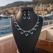 Vintage Art Deco Teardrop Natural Zircon Jewelry Set, 18K Gold & Silver Plated Geometric Halo Necklace & Drop Earrings, Diamond Equivalent Luster Natural Gem Sentimental Jewelry For Wedding Gala Milestone Moments - Image 5