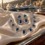 Imperial Cascade 4-Color Zirconia Necklace & Earrings Set - Image 2