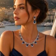 Imperial Cascade 4-Color Zirconia Necklace & Earrings Set