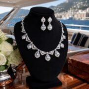 Imperial Cascade 4-Color Zirconia Necklace & Earrings Set - Image 5