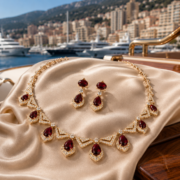Vintage Art Deco Teardrop Natural Zircon Jewelry Set, 18K Gold & Silver Plated Geometric Halo Necklace & Drop Earrings, Diamond Equivalent Luster Natural Gem Sentimental Jewelry For Wedding Gala Milestone Moments - Image 9
