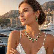 Vintage Art Deco Teardrop Natural Zircon Jewelry Set, 18K Gold & Silver Plated Geometric Halo Necklace & Drop Earrings, Diamond Equivalent Luster Natural Gem Sentimental Jewelry For Wedding Gala Milestone Moments - Image 16