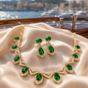 Vintage Art Deco Teardrop Natural Zircon Jewelry Set, 18K Gold & Silver Plated Geometric Halo Necklace & Drop Earrings, Diamond Equivalent Luster Natural Gem Sentimental Jewelry For Wedding Gala Milestone Moments - Image 15
