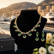 Vintage Art Deco Teardrop Natural Zircon Jewelry Set, 18K Gold & Silver Plated Geometric Halo Necklace & Drop Earrings, Diamond Equivalent Luster Natural Gem Sentimental Jewelry For Wedding Gala Milestone Moments - Image 13