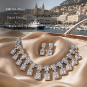 4-Color Rectangle Double Halo Fringe Natural Zircon Fine Jewelry Set (Tassel Necklace + Linear Drop Earrings) - Image 10