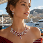 4-Color Rectangle Double Halo Fringe Natural Zircon Fine Jewelry Set (Tassel Necklace + Linear Drop Earrings) - Image 19
