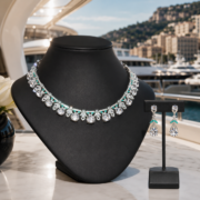 2-Tone Art Deco Enamel Natural Zircon 2-Piece Jewelry Set With Eternal Diamond-Like Brilliance - Image 8