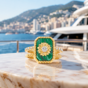 Malachite Green Sunflower Lucky Ring - Image 2