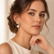 Pave Bow Pearl Drop Earrings, 18K Gold-Plated Vintage Luxury Gentle Lucky Jewelry - Image 3