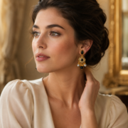 Black Onyx Sun Compass Pearl Tassel Earrings, 18K Gold-Plated Vintage Retro Protective Lucky Jewelry - Image 3