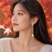 Gradient Pink White Flower Zircon Teardrop Pearl Long Drop Earrings (18K Gold-Plated) - Image 3