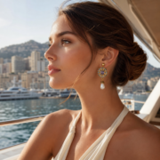 Limited Edition Vintage Royal Purple Zircon Halo Teardrop Pearl Drop Earrings (18K Gold-Plated Antique Finish) - Image 3