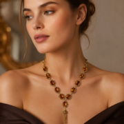 Amber Gold Tassel Vintage Necklace - Image 5