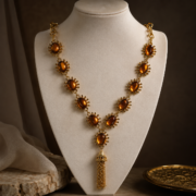 Amber Gold Tassel Vintage Necklace - Image 4