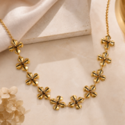 Vintage Matte Gold Five-Petal Daisy Flower Choker Necklace (French Style Tarnish-Resistant Gold Plated) - Image 5