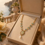 Teardrop Abalone Shell Baroque Pearl Choker, Victorian Antique 18K Gold Vermeil Regal Statement Fine Jewelry Necklace - Image 5