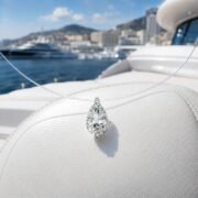 Floating Tear Pear Moissanite Invisible Chain Necklace - Image 2