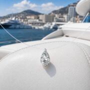 Floating Tear Pear Moissanite Invisible Chain Necklace - Image 4