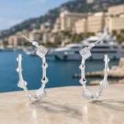 Diamond Star Geometric C-Hoop Moissanite Earrings - Image 2