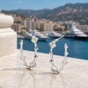 Diamond Star Geometric C-Hoop Moissanite Earrings - Image 4