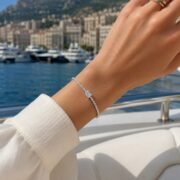 Crystal Rectangle Emerald Cut Moissanite Thin Tennis Bracelet - Image 3