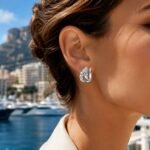 Star Trail Arc Pave Moissanite Hoop Earrings